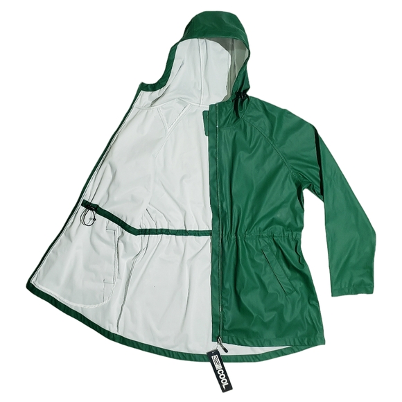 32 Degrees Womens Waterproof Rain Anorak Hooded Jacket Hunter Green Large NWT - Picture 3 of 8
